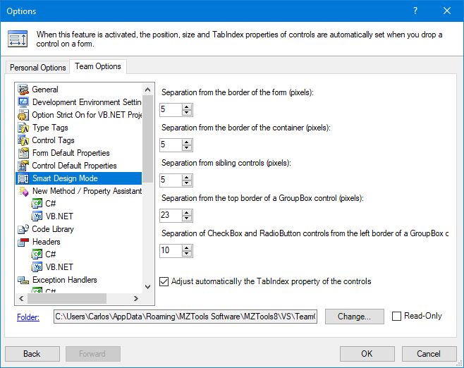 OptionsSmartDesignMode